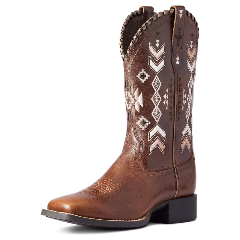 Botas Vaqueras Ariat Round Up Skyler Marrones/Blancas Mujer - Chile 173-JFQCPB